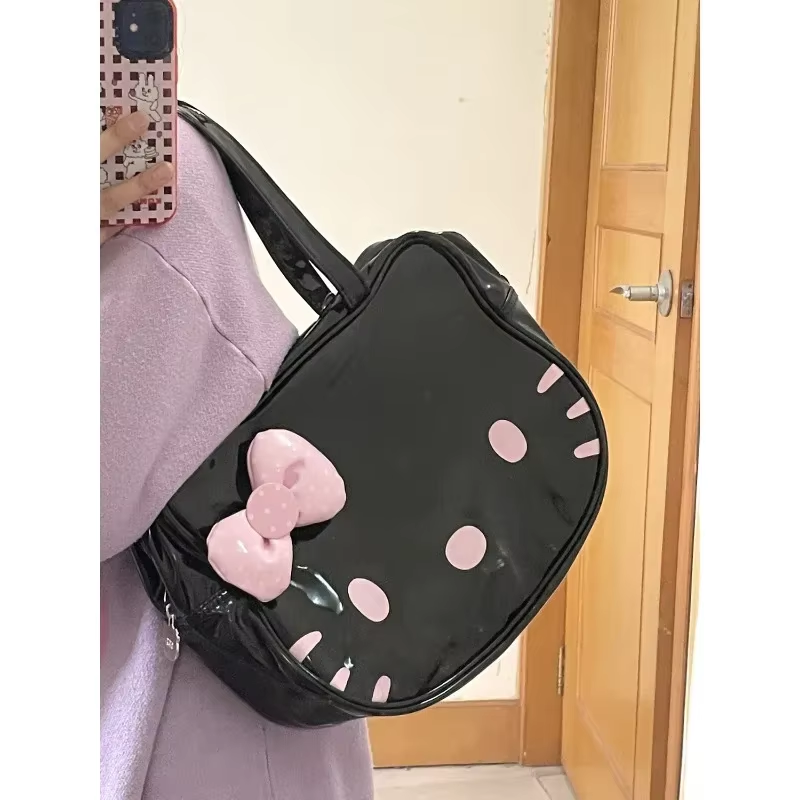 HK Leather Shoulder Bag - Cute Bow Harajuku Fashion Tote for Women