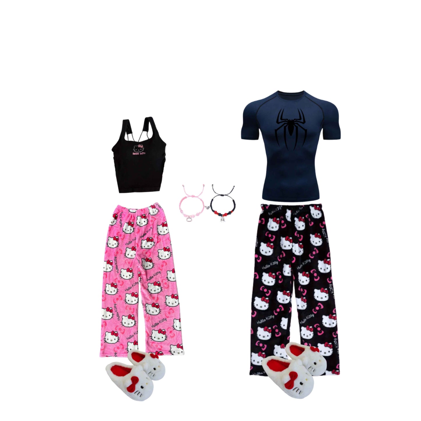 Pajama bundle with matchy bracelets and slippers