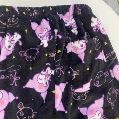 Sanrio Pajama Pants: Hello Kitty, My Melody & Kuromi - Flannel, Loose, & Thick