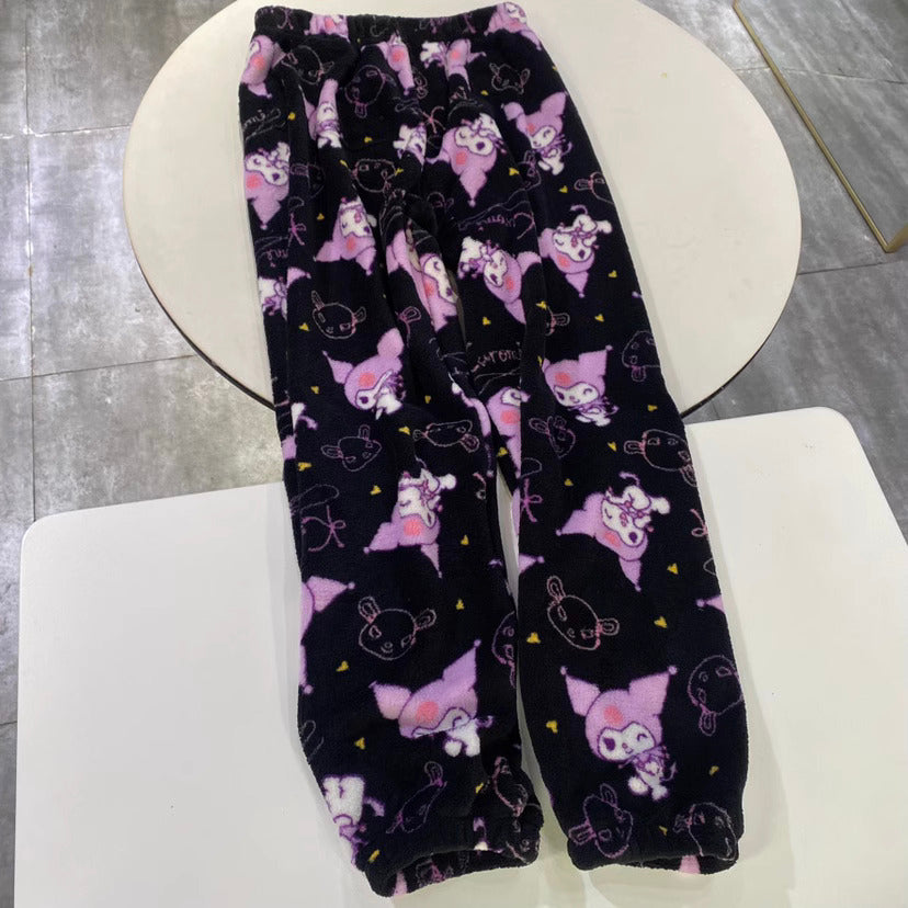 Sanrio Pajama Pants: Hello Kitty, My Melody & Kuromi - Flannel, Loose, & Thick