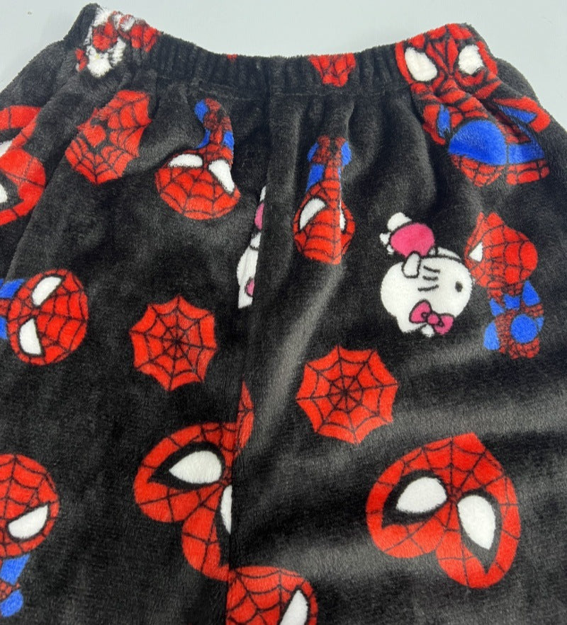 Bavlněný sametový pyžamový set Hello Kitty Spider-man s dlouhými kalhotami