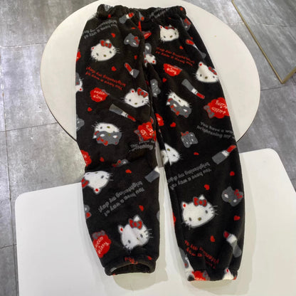 Sanrio Pajama Pants: Hello Kitty, My Melody & Kuromi - Flannel, Loose, & Thick