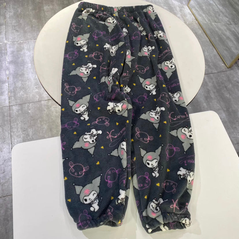 Sanrio Pyjamahose: Hello Kitty, My Melody & Kuromi – Flanell, locker und dick