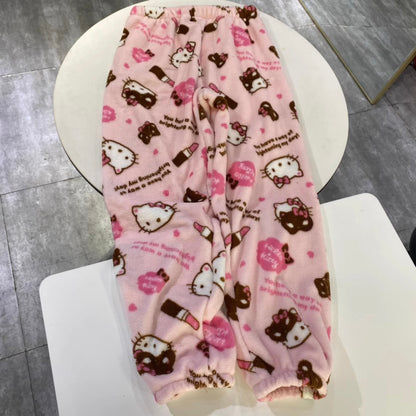 Sanrio Pajama Pants: Hello Kitty, My Melody & Kuromi - Flannel, Loose, & Thick