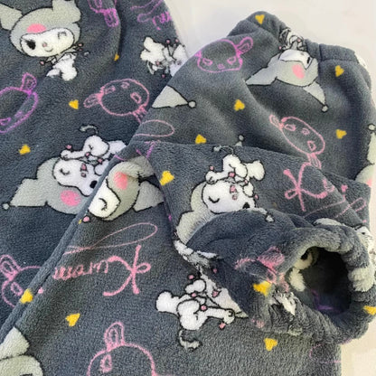 Sanrio Pajama Pants: Hello Kitty, My Melody & Kuromi - Flannel, Loose, & Thick