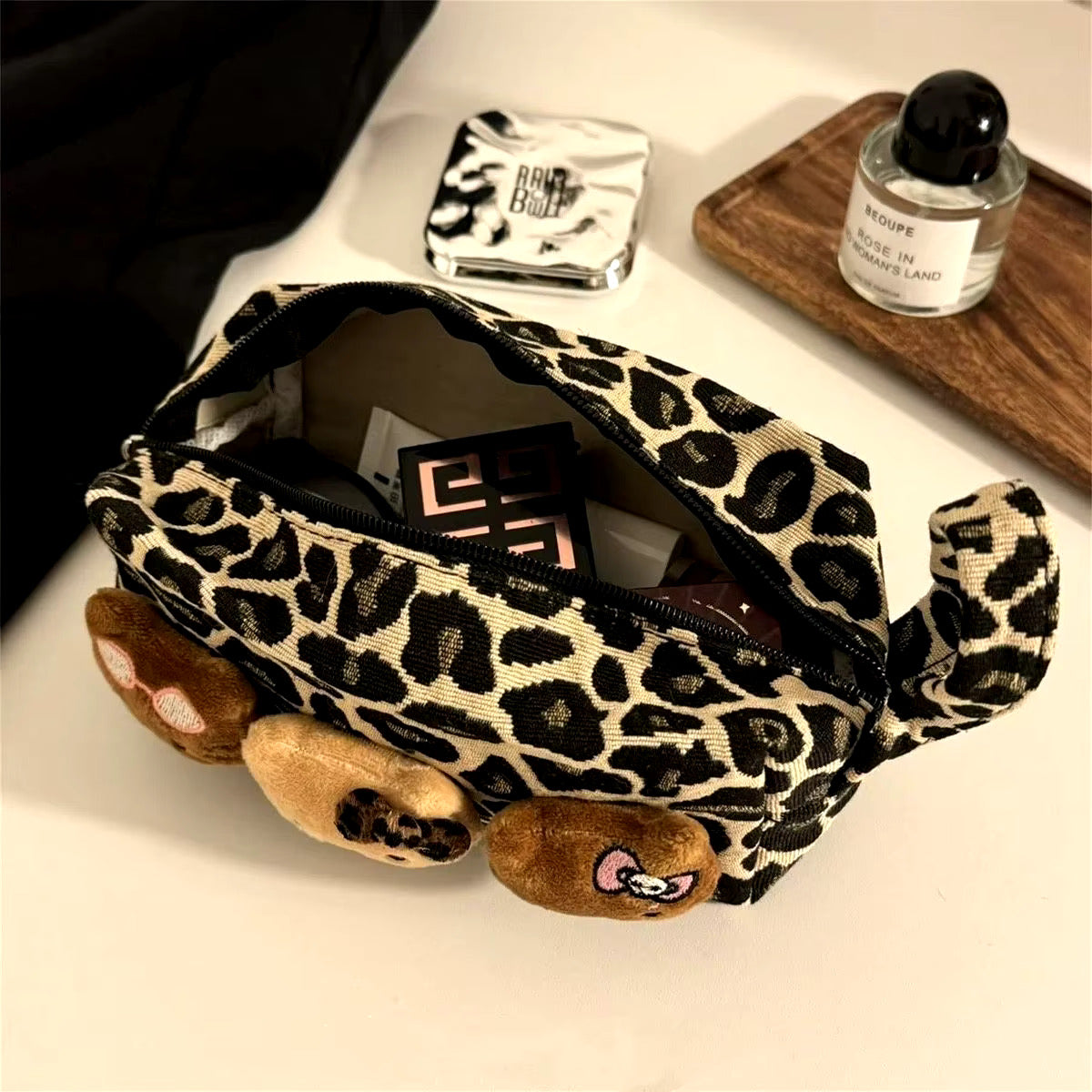 H.Kitty  Handbag Leopard Makeup Bag