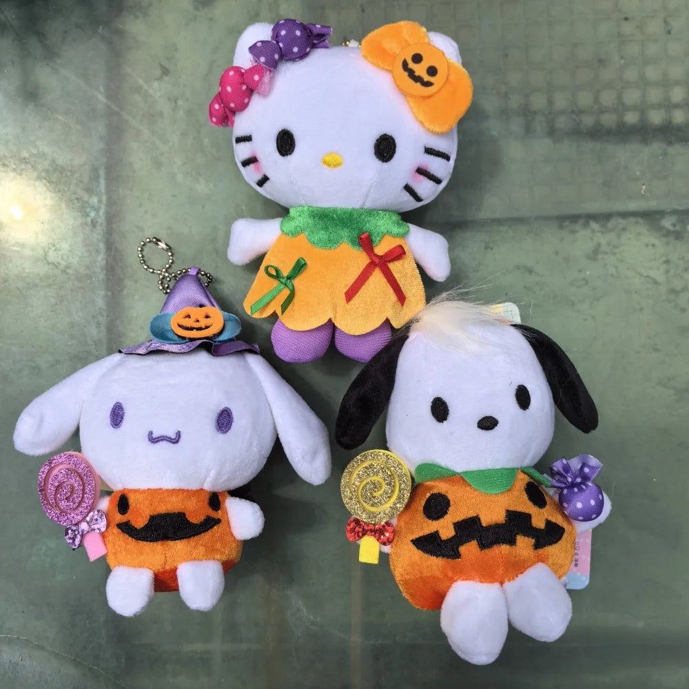 Kitty, Cinna, Pocha Halloween Plush With a Candy -  Keychain, Halloween Gift