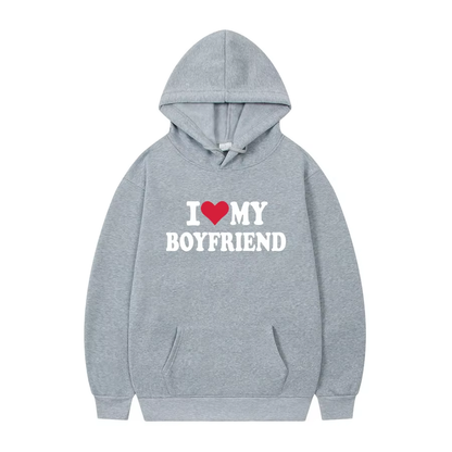 Women's Hoodie | "I Love My Boyfriend" Gothic Hoodie – Cozy Winter Pullover