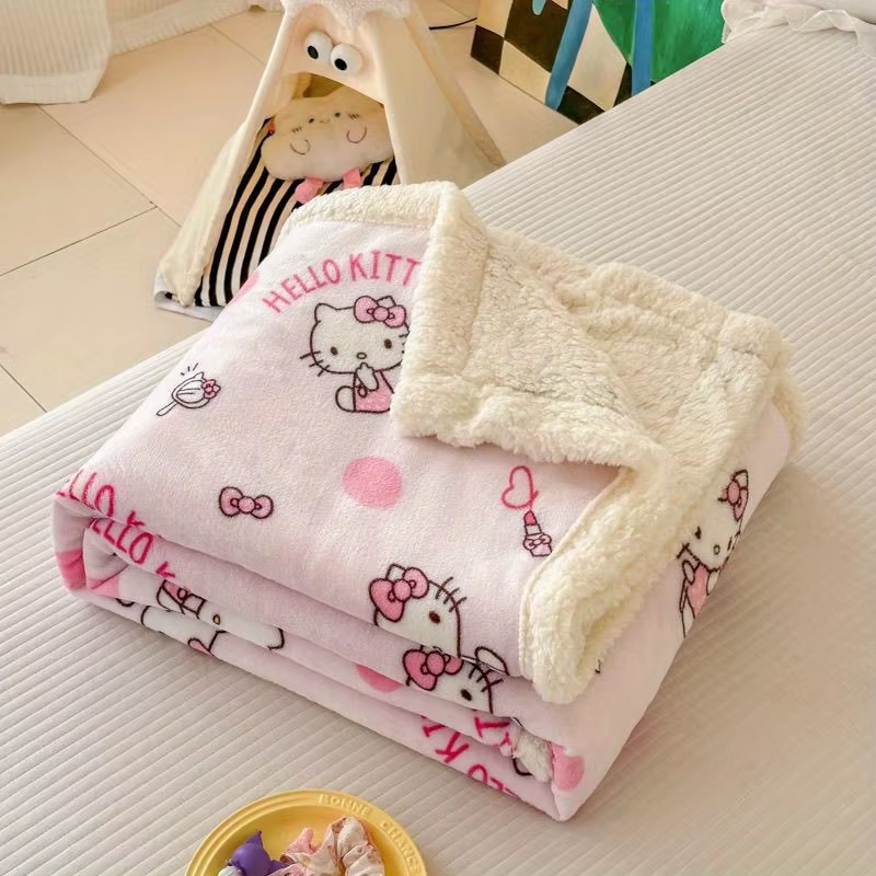 Hello Kitty Plush Reversible Throw Blanket – Ultra-Soft, Cozy Fleece for Couch & Bed, All-Season Comfort!