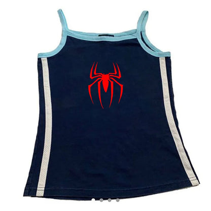 Y2k Tank Top Spider Printed