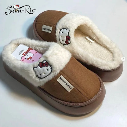 Hello Kitty Plush Slippers Winter Cosy Warm Slippers