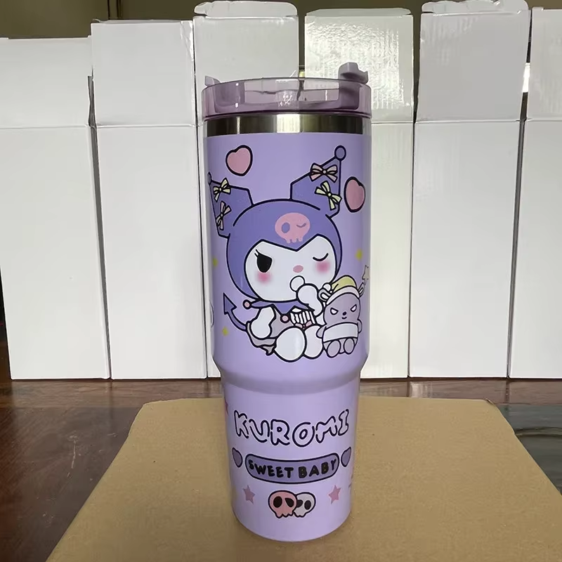 Kawaii Hello Kitty 900ml Thermos – Sanrio Kuromi & Cinnamoroll High-Capacity Stainless Steel Vacuum Coffee Cup