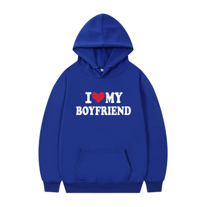 Women's Hoodie | "I Love My Boyfriend" Gothic Hoodie – Cozy Winter Pullover