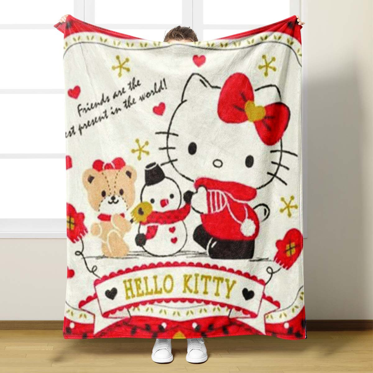 HELLO KITTY Christmas Cozy Blanket – Soft, Comfy, & Perfect for Holiday Snuggles!