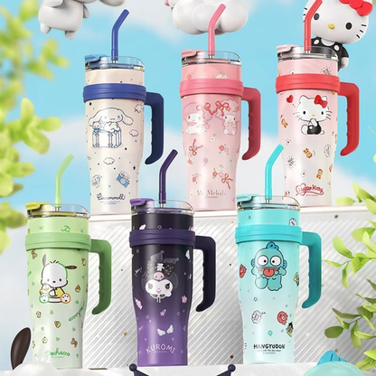 Sanrio Family Thermos Big MAC Strohhalmbecher – Hello Kitty, Kuromi &amp; Freunde