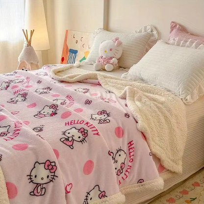 Hello Kitty Plush Reversible Throw Blanket – Ultra-Soft, Cozy Fleece for Couch & Bed, All-Season Comfort!