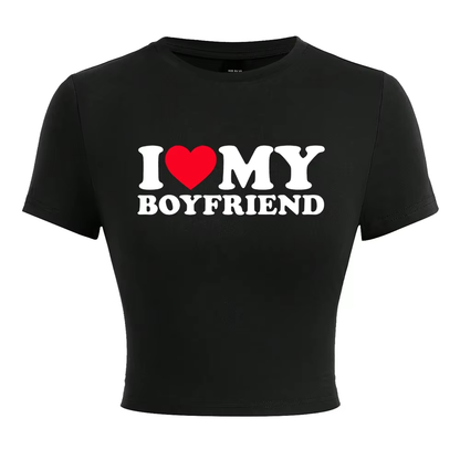 "I Love My Boyfriend" Graphic Tee – Soft, Stylish & Comfy Casual T-Shirt for Women