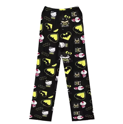 Cartoon-Loungehose – Hello Kitty, Spider-Man, Batman-Pyjamahose für Damen und Mädchen