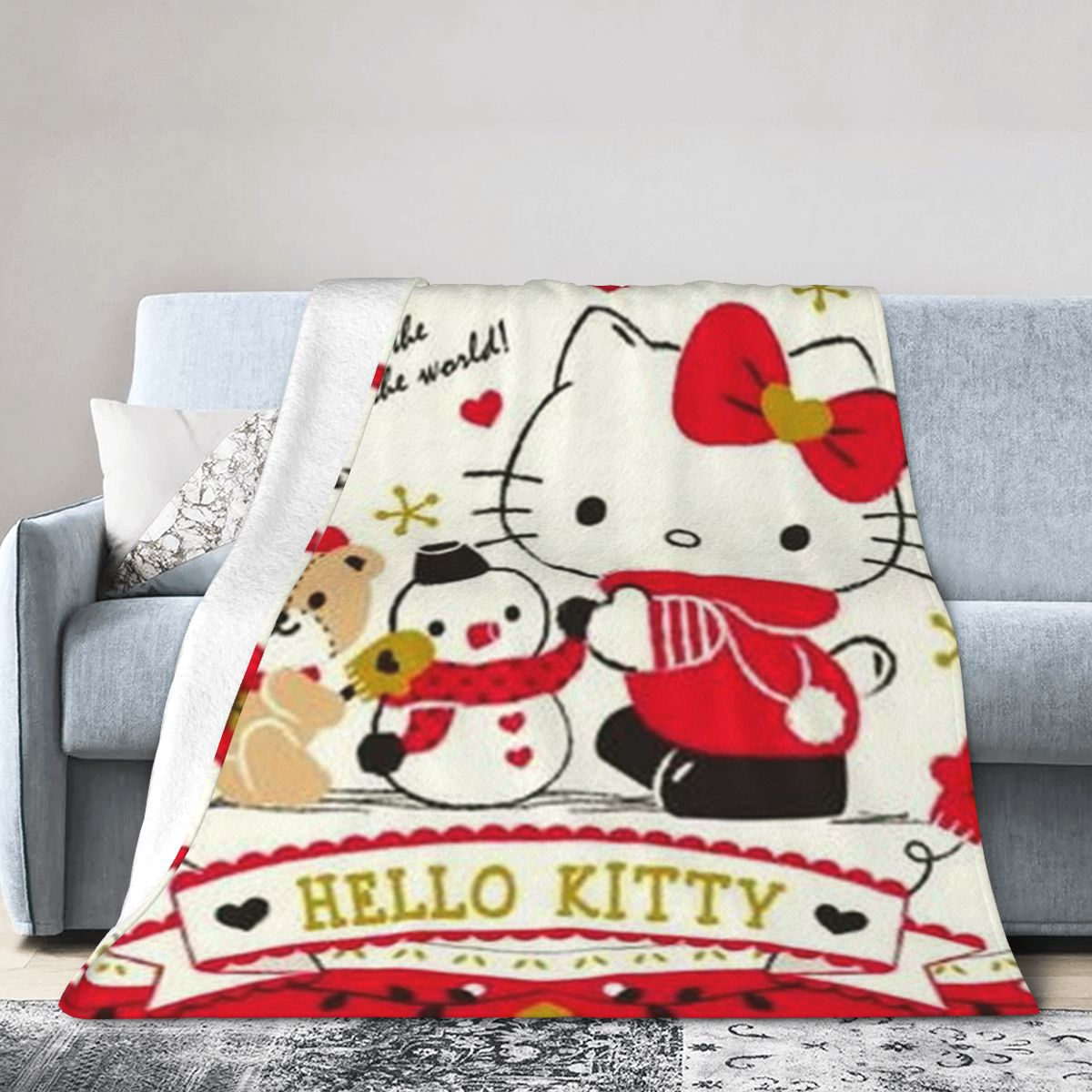 HELLO KITTY Christmas Cozy Blanket – Soft, Comfy, & Perfect for Holiday Snuggles!