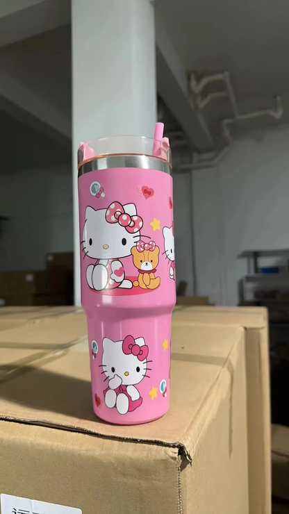 Kawaii Hello Kitty 900ml Thermos – Sanrio Kuromi & Cinnamoroll High-Capacity Stainless Steel Vacuum Coffee Cup