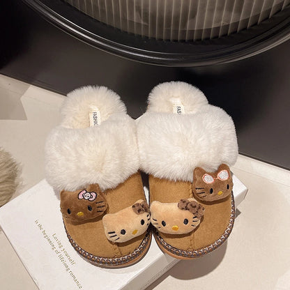 Winter New Thick Soled Kitten Plus Fleece Frosted Cotton - Non-slip Warm Boots