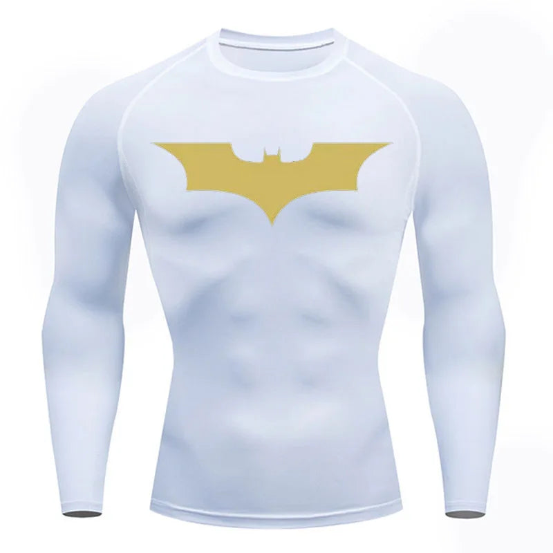 Compression Long Sleeve Shirt - Bat Pattern Printed , Quick-drying