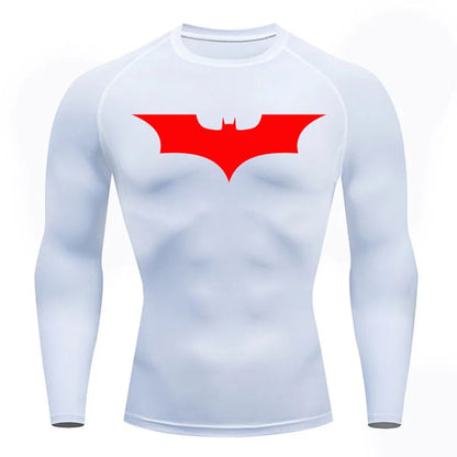 Compression Long Sleeve Shirt - Bat Pattern Printed , Quick-drying